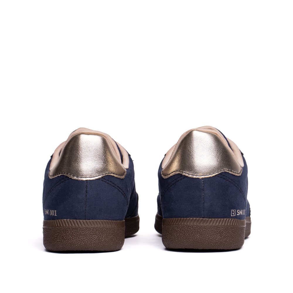 Tênis Feminino Ramarim Camurça SNK 001 Marinho/dourado Azul 3