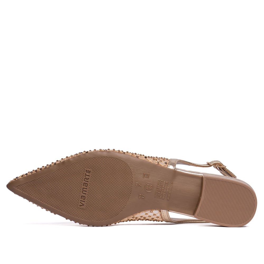 Scarpin Feminino Via Marte em Tela Metalizado Dourado Dourado 2