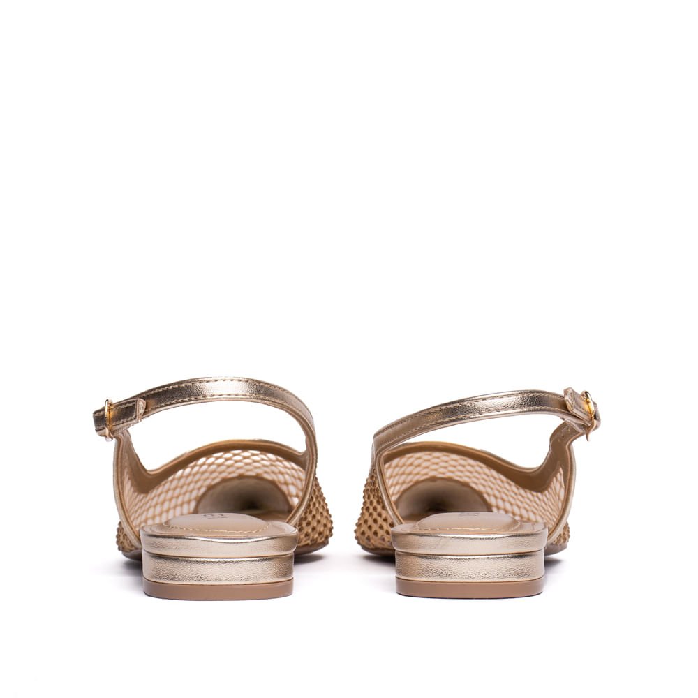 Scarpin Feminino Via Marte em Tela Metalizado Dourado Dourado 3