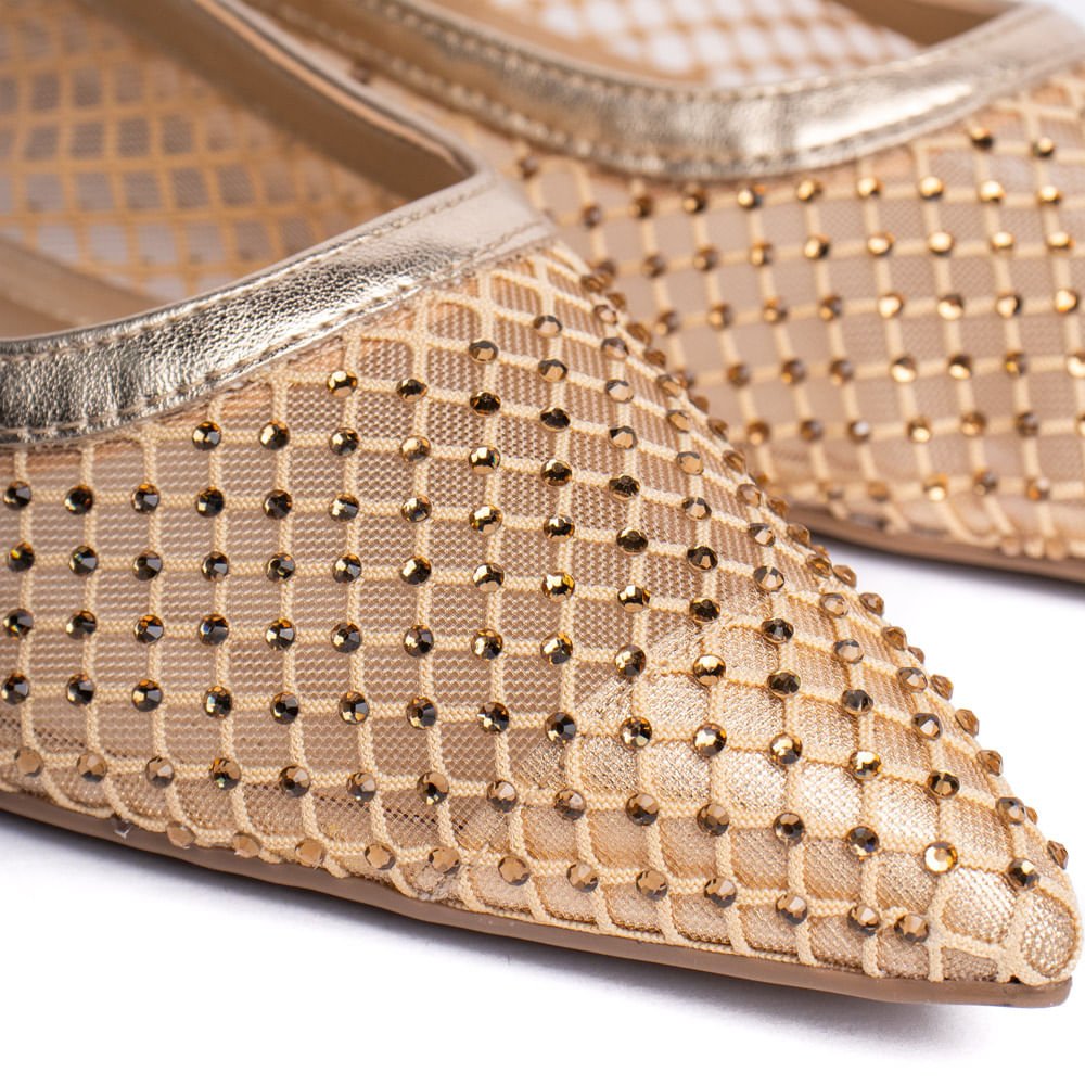 Scarpin Feminino Via Marte em Tela Metalizado Dourado Dourado 5