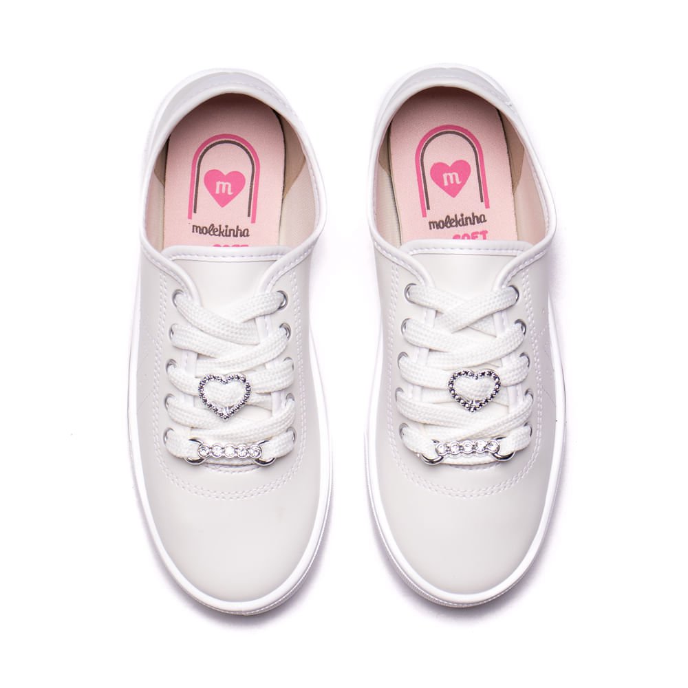 Tênis Infantil Molekinha com Charms Branco Branco 4