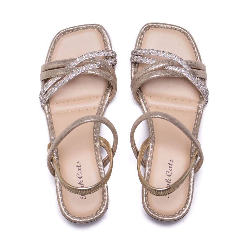 Sandália Infantil Pink Cats com Tiras Metalizado Dourado Dourado 4