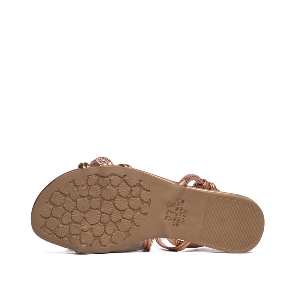 Sandália Rasteira Infantil Pink Cats com Brilho Ouro Rosado Dourado 2