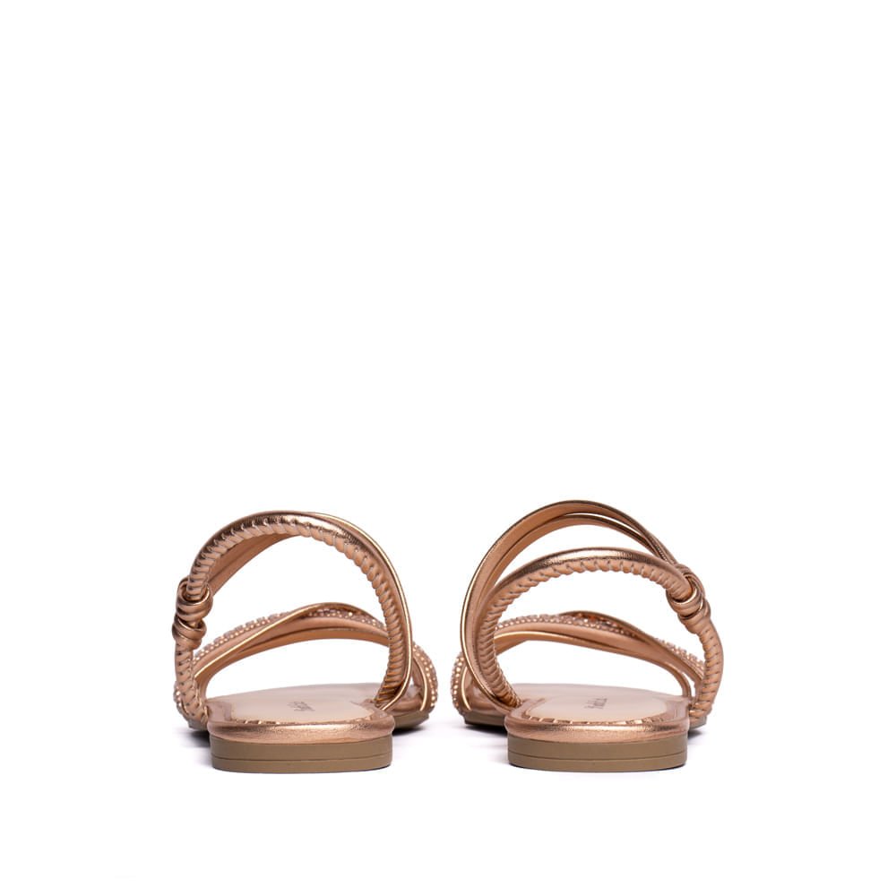 Sandália Rasteira Infantil Pink Cats com Brilho Ouro Rosado Dourado 3