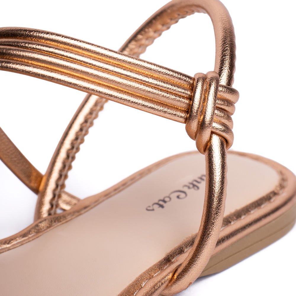 Sandália Rasteira Infantil Pink Cats com Brilho Ouro Rosado Dourado 6