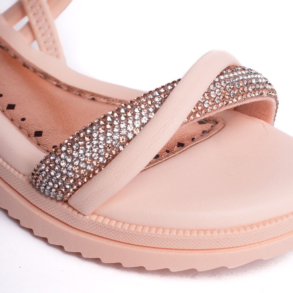 Sandália Infantil Pink Cats Flatform com Strass Nude Nude 5