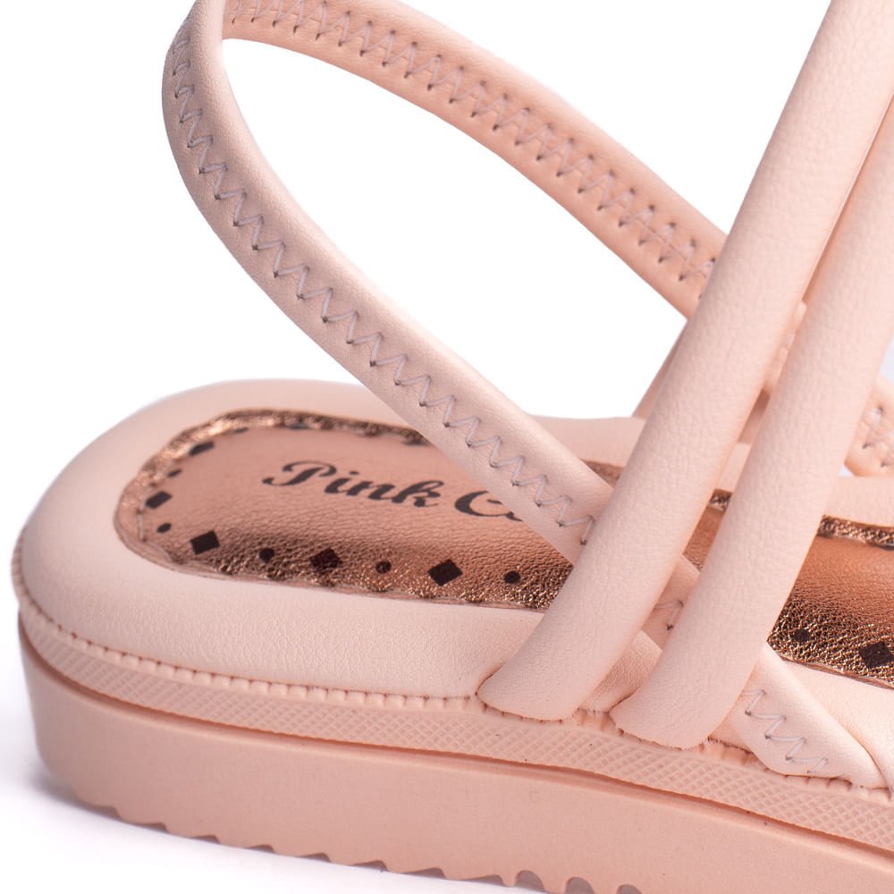 Sandália Infantil Pink Cats Flatform com Strass Nude Nude 6