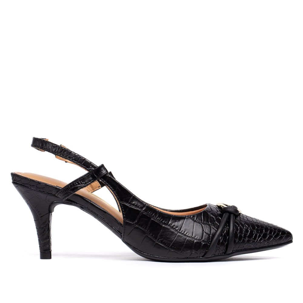 Sapato Scarpin Feminino Vizzano Croco Preto