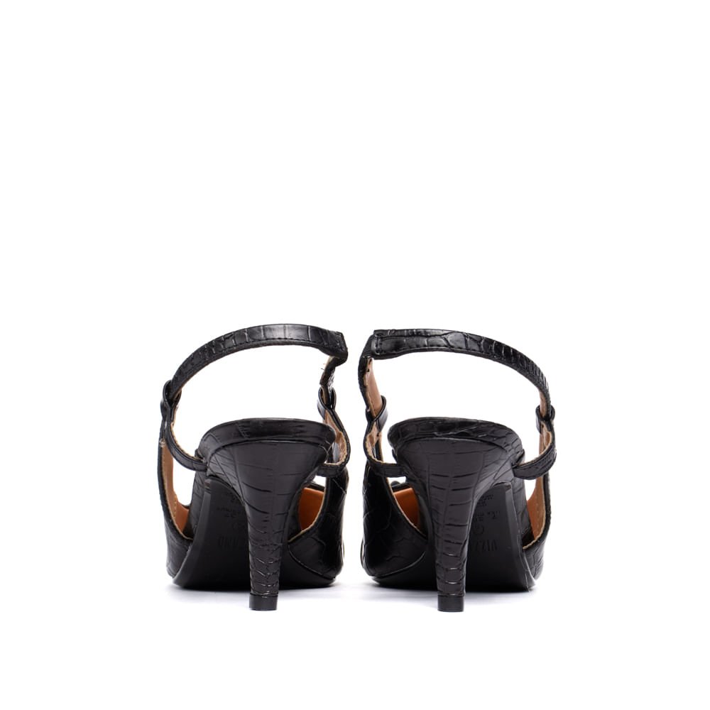Sapato Scarpin Feminino Vizzano Croco Preto Preto 3