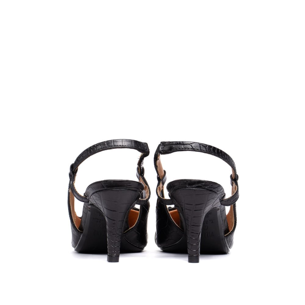 Sapato Scarpin Feminino Vizzano Croco Preto Preto 3