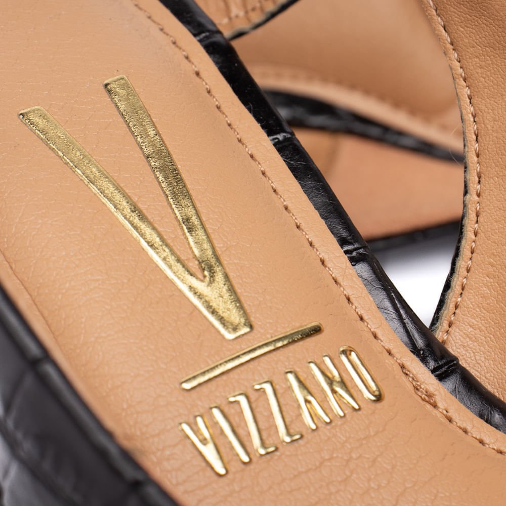 Sapato Scarpin Feminino Vizzano Croco Preto Preto 8