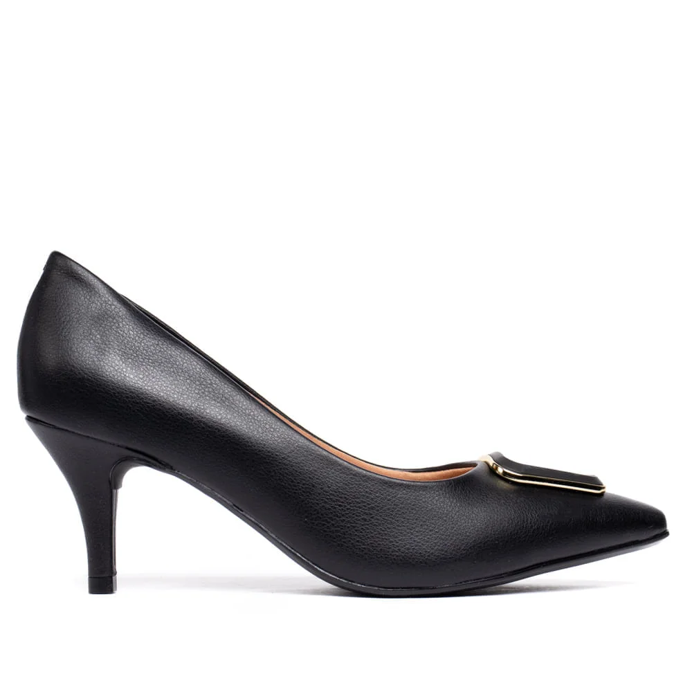 Sapato Scarpin Feminino Vizzano com Detalhe Metalizado Preto Preto 1