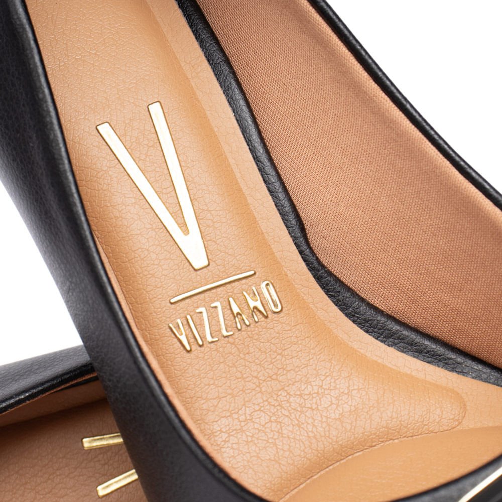 Sapato Scarpin Feminino Vizzano com Detalhe Metalizado Preto Preto 7