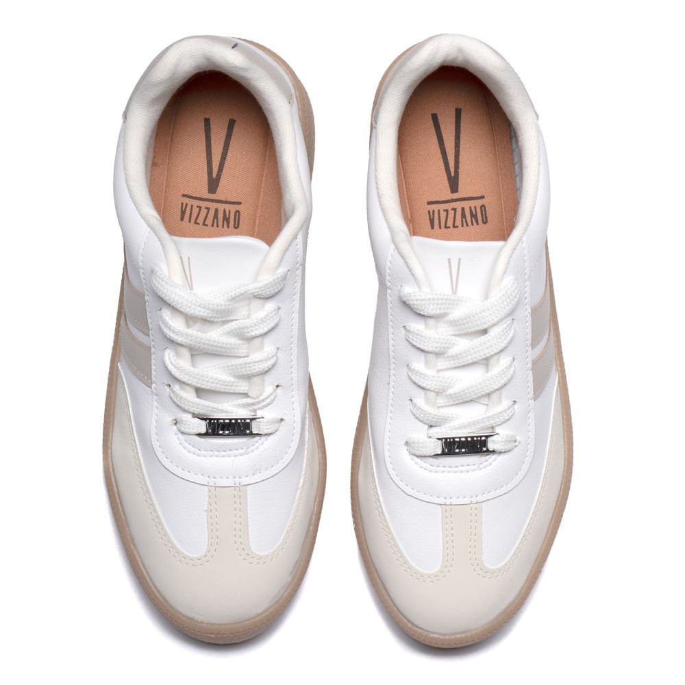 Tênis Feminino Vizzano em Napa com Recortes Branco/bege Branco 4
