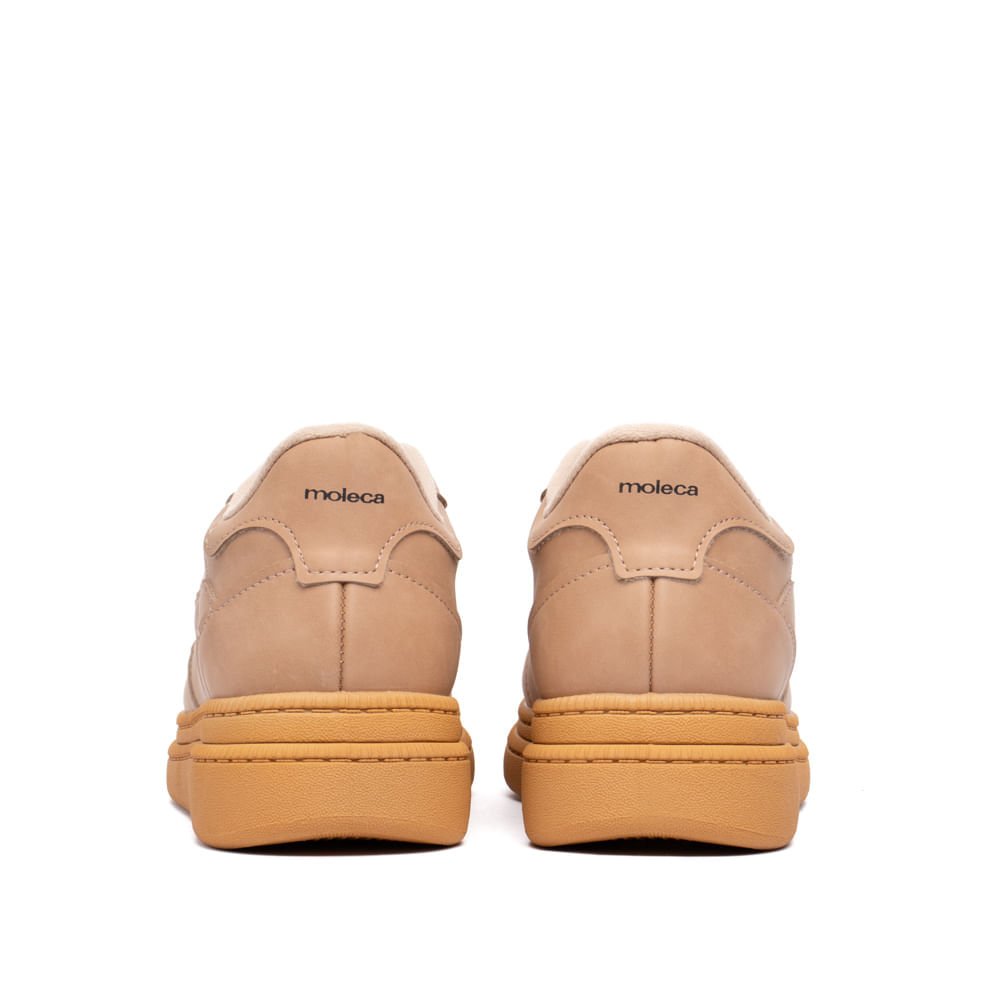 Tênis Feminino Moleca em Nobuck com Recortes Bege Bege 3