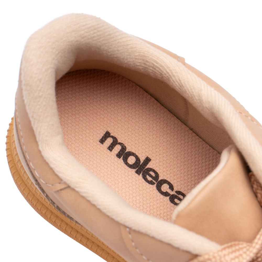 Tênis Feminino Moleca em Nobuck com Recortes Bege Bege 5