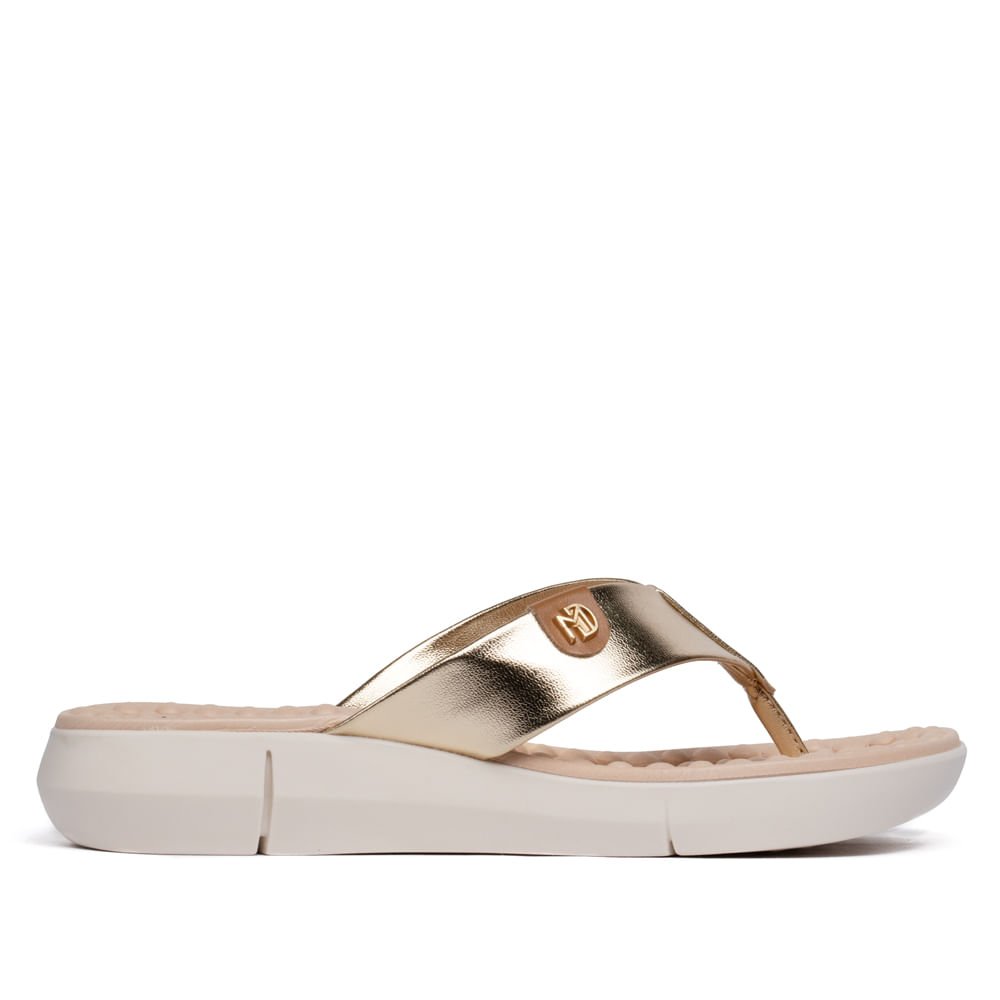Chinelo Feminino Modare com Tira Larga Metalizada Dourado