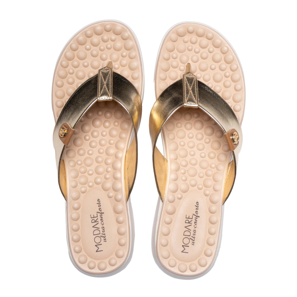 Chinelo Feminino Modare com Tira Larga Metalizada Dourado Dourado 4