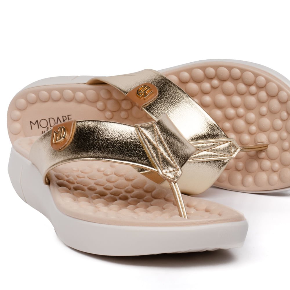 Chinelo Feminino Modare com Tira Larga Metalizada Dourado Dourado 5