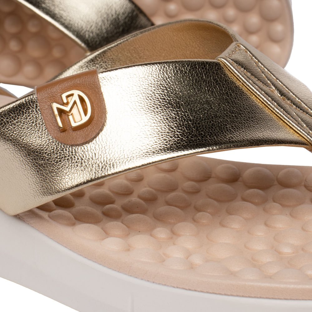 Chinelo Feminino Modare com Tira Larga Metalizada Dourado Dourado 6