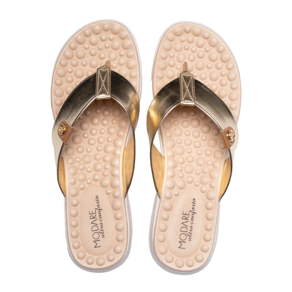 Chinelo Feminino Modare com Tira Larga Metalizada Dourado Dourado 4