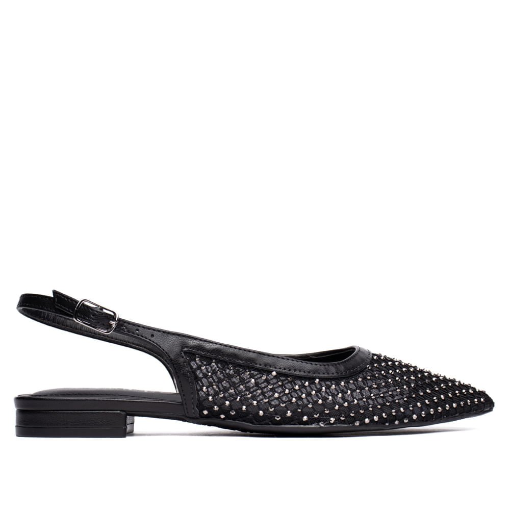 Scarpin Feminino Via Marte em Tela Metalizado Preto