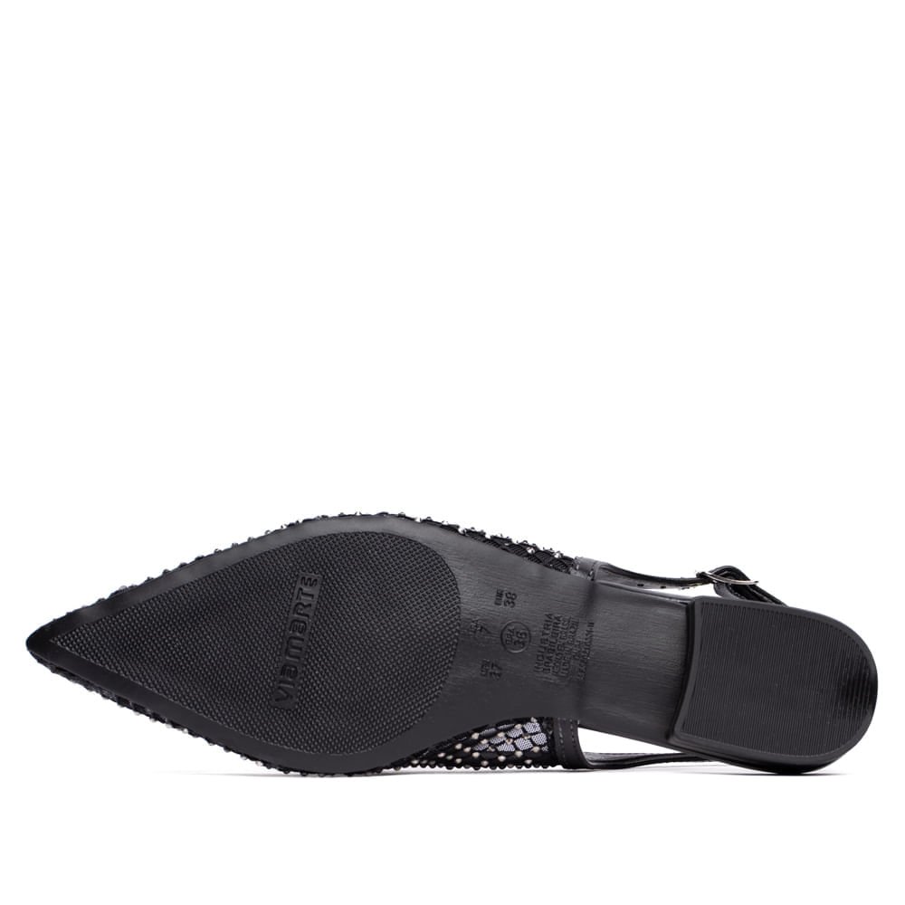 Scarpin Feminino Via Marte em Tela Metalizado Preto Preto 2