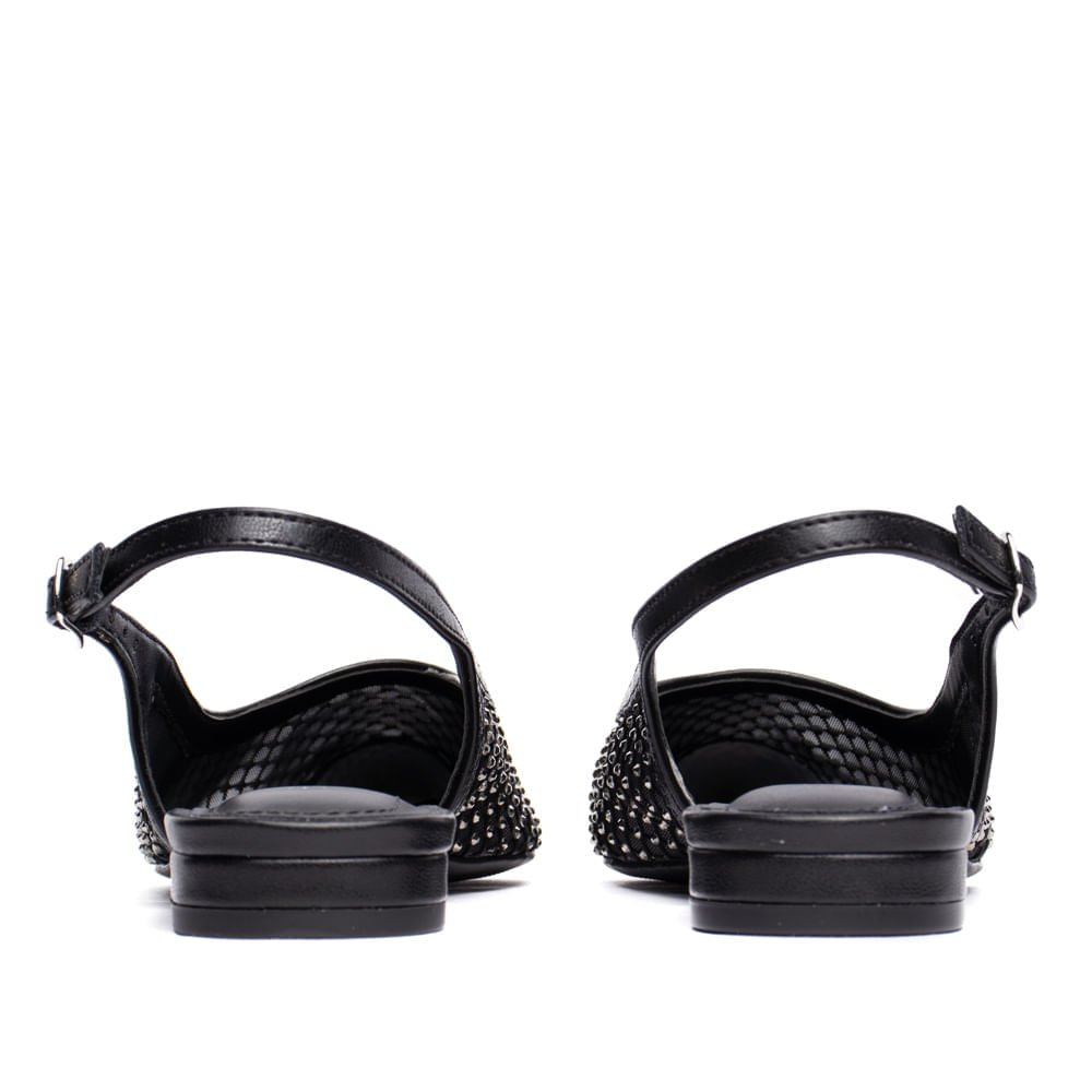 Scarpin Feminino Via Marte em Tela Metalizado Preto Preto 3