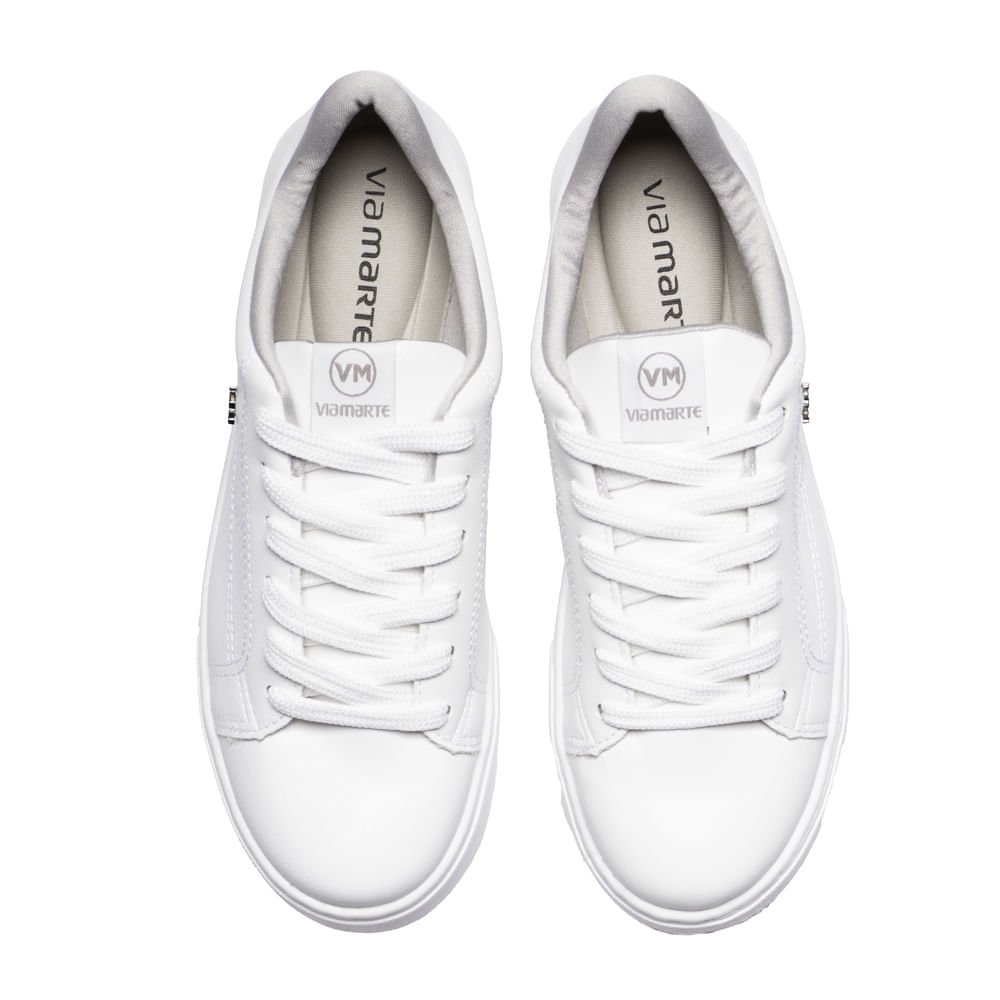 Tênis Feminino Via Marte Casual com Costuras Branco Branco 4