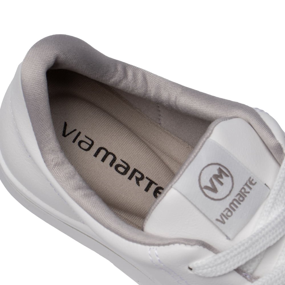 Tênis Feminino Via Marte Casual com Costuras Branco Branco 5