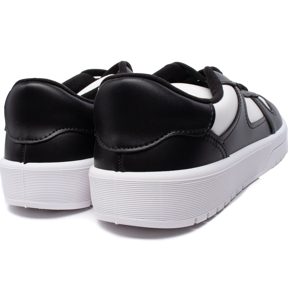 Tênis Feminino Moleca Napa com Recortes Preto/branco Preto 5