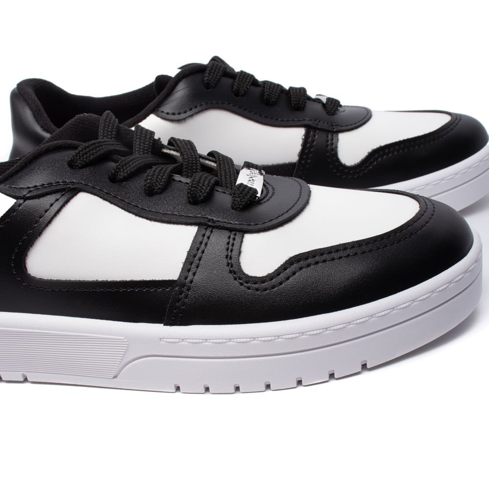 Tênis Feminino Moleca Napa com Recortes Preto/branco Preto 6