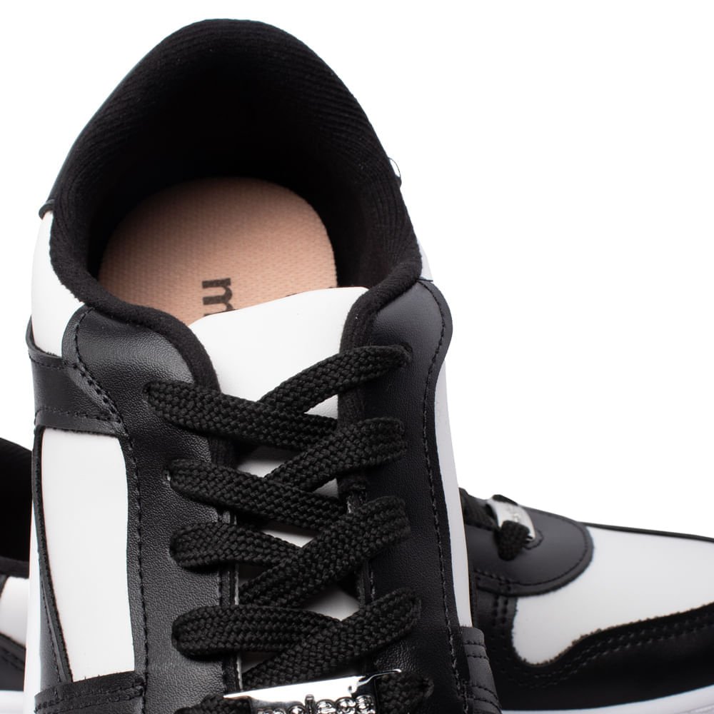 Tênis Feminino Moleca Napa com Recortes Preto/branco Preto 7