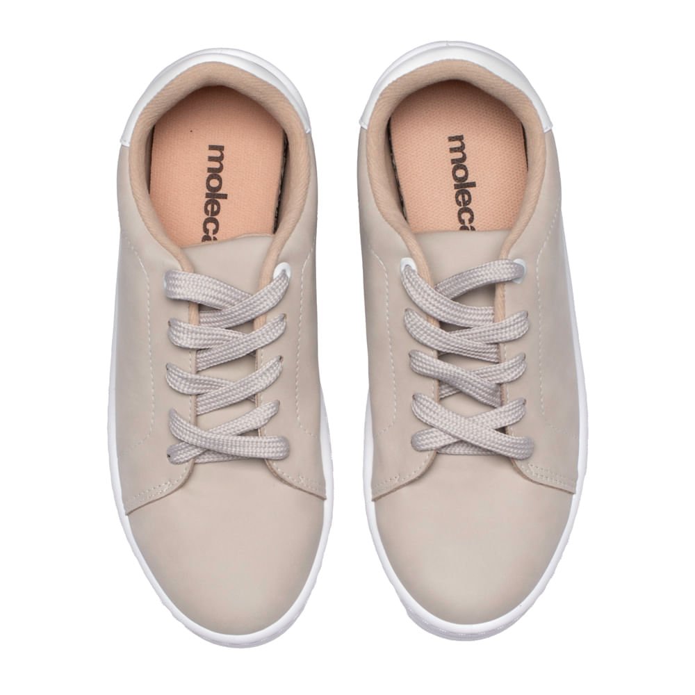 Tênis Feminino Moleca Casual em Nobuck Bege Claro Bege 4
