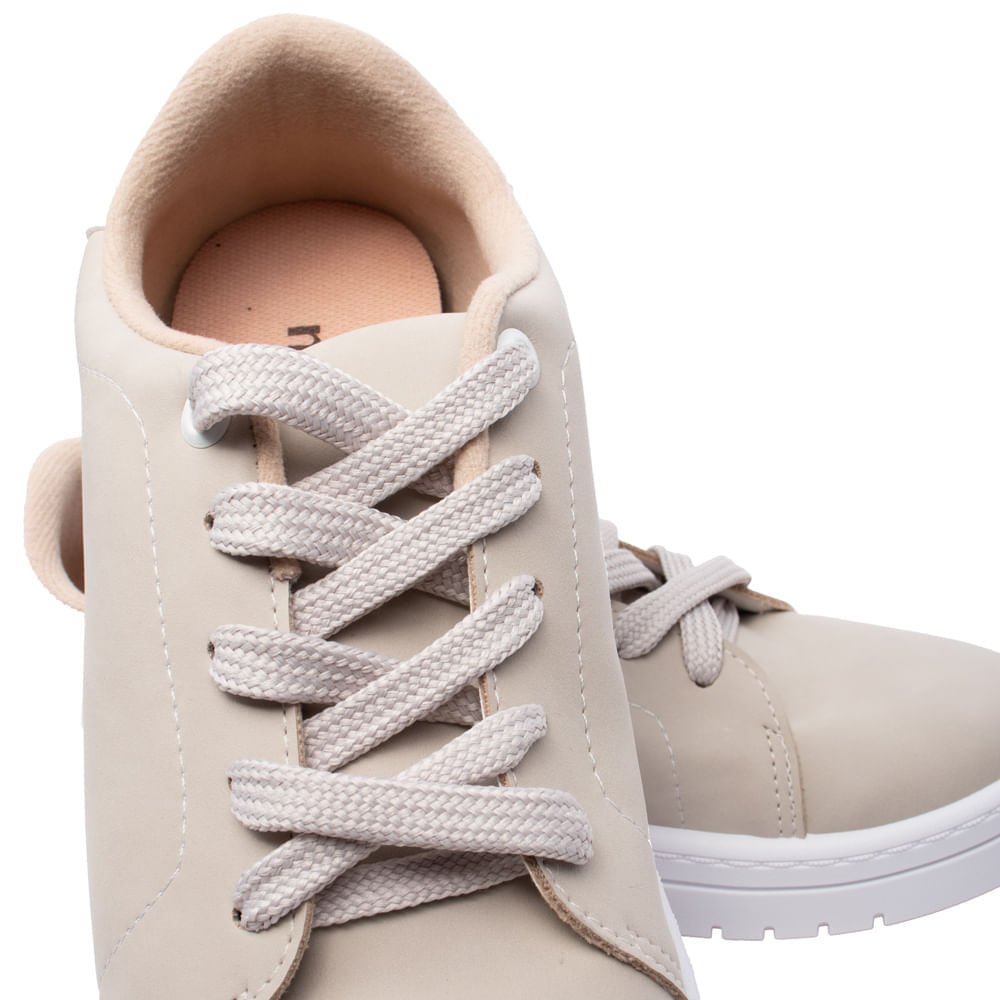 Tênis Feminino Moleca Casual em Nobuck Bege Claro Bege 6