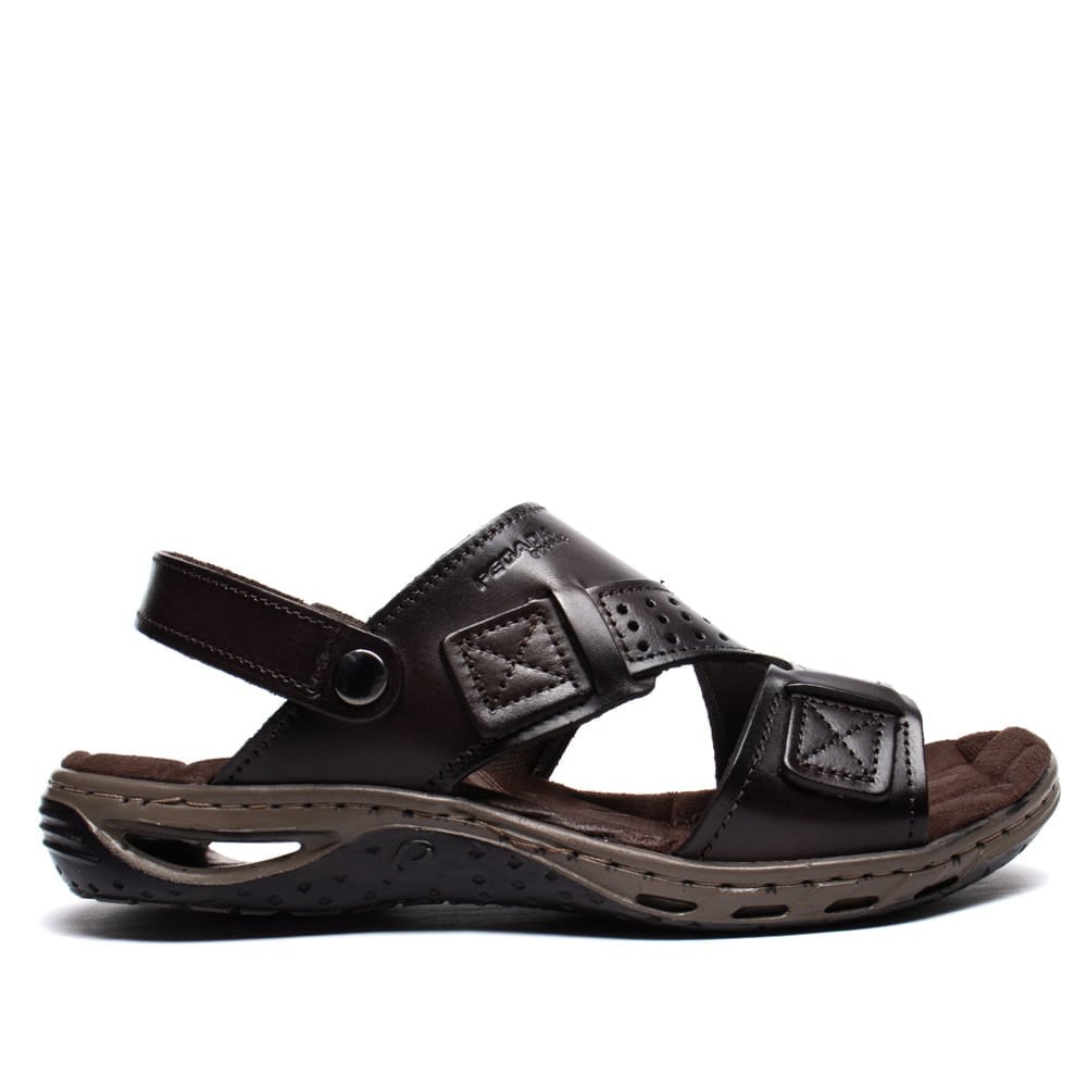 Sandália Masculina Pegada em Couro Marrom Escuro