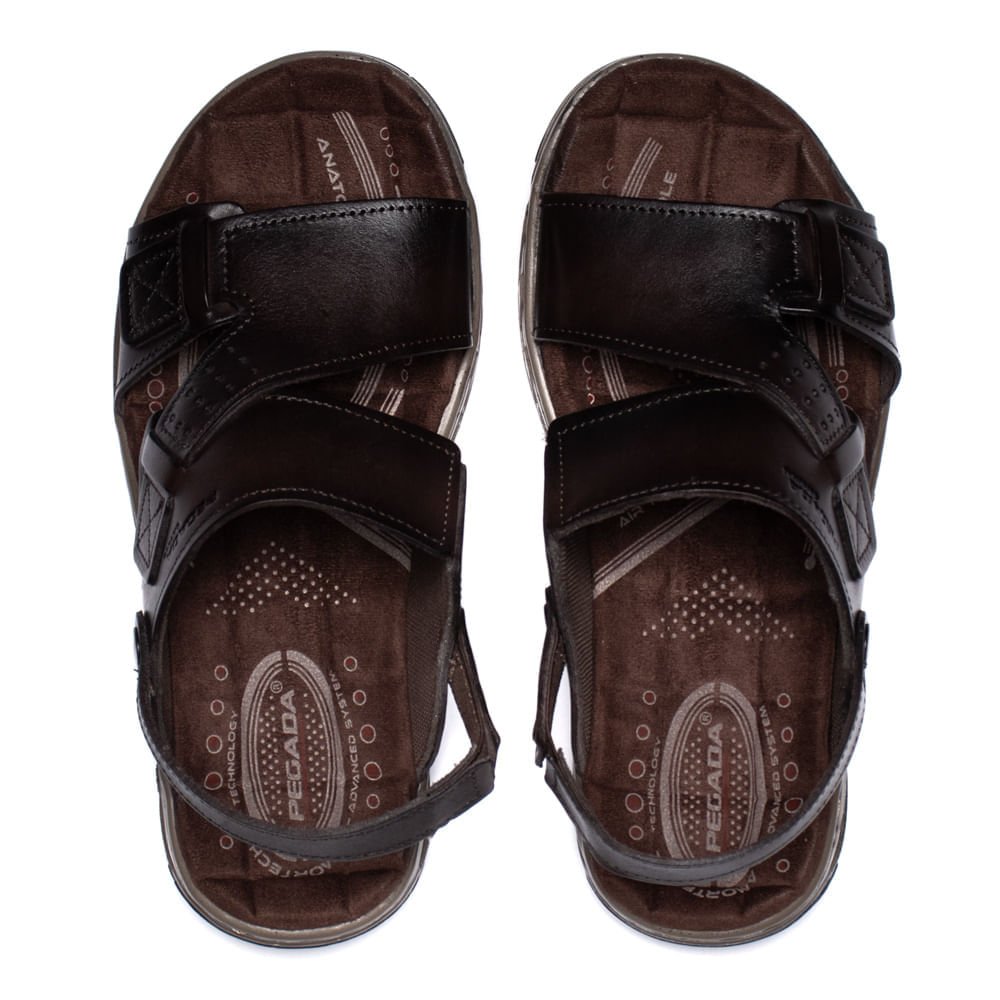 Sandália Masculina Pegada em Couro Marrom Escuro Marrom 4