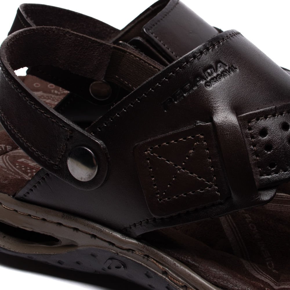 Sandália Masculina Pegada em Couro Marrom Escuro Marrom 7