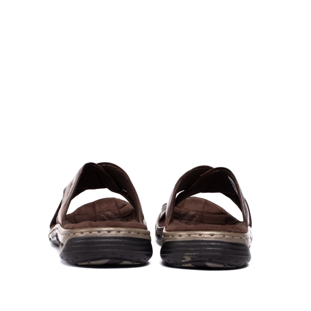 Chinelo Slide Masculino Pegada em Couro Marrom Marrom 4