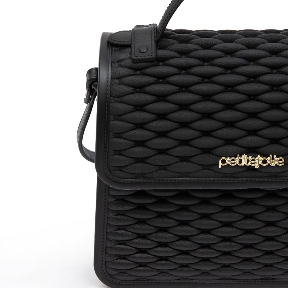 Bolsa Feminina Petite Jolie Transversal Pequena com Textura Tramada Preta Preto 4