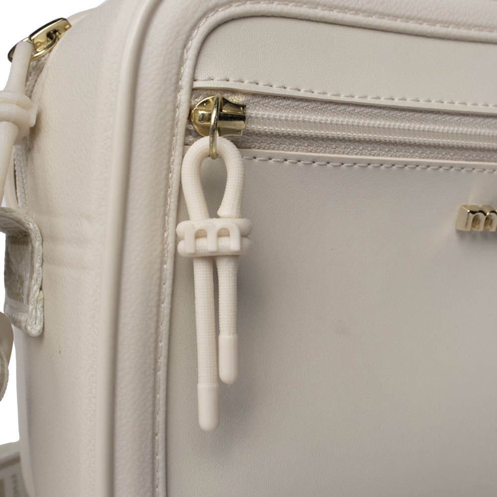 Bolsa Feminina Moleca Transversal Pequena com Bolso Off White Branco 5
