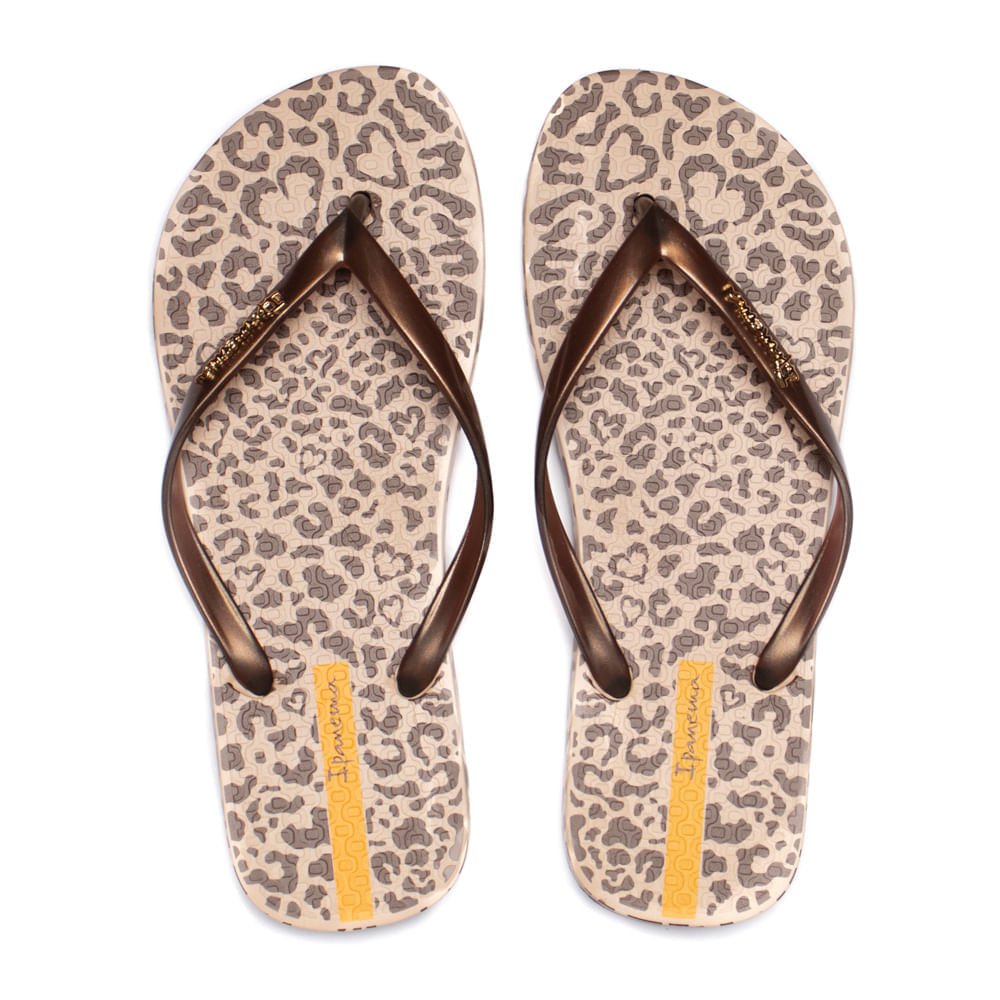 Chinelo Feminino Grendene Ipanema Animal Chic Bege/marrom