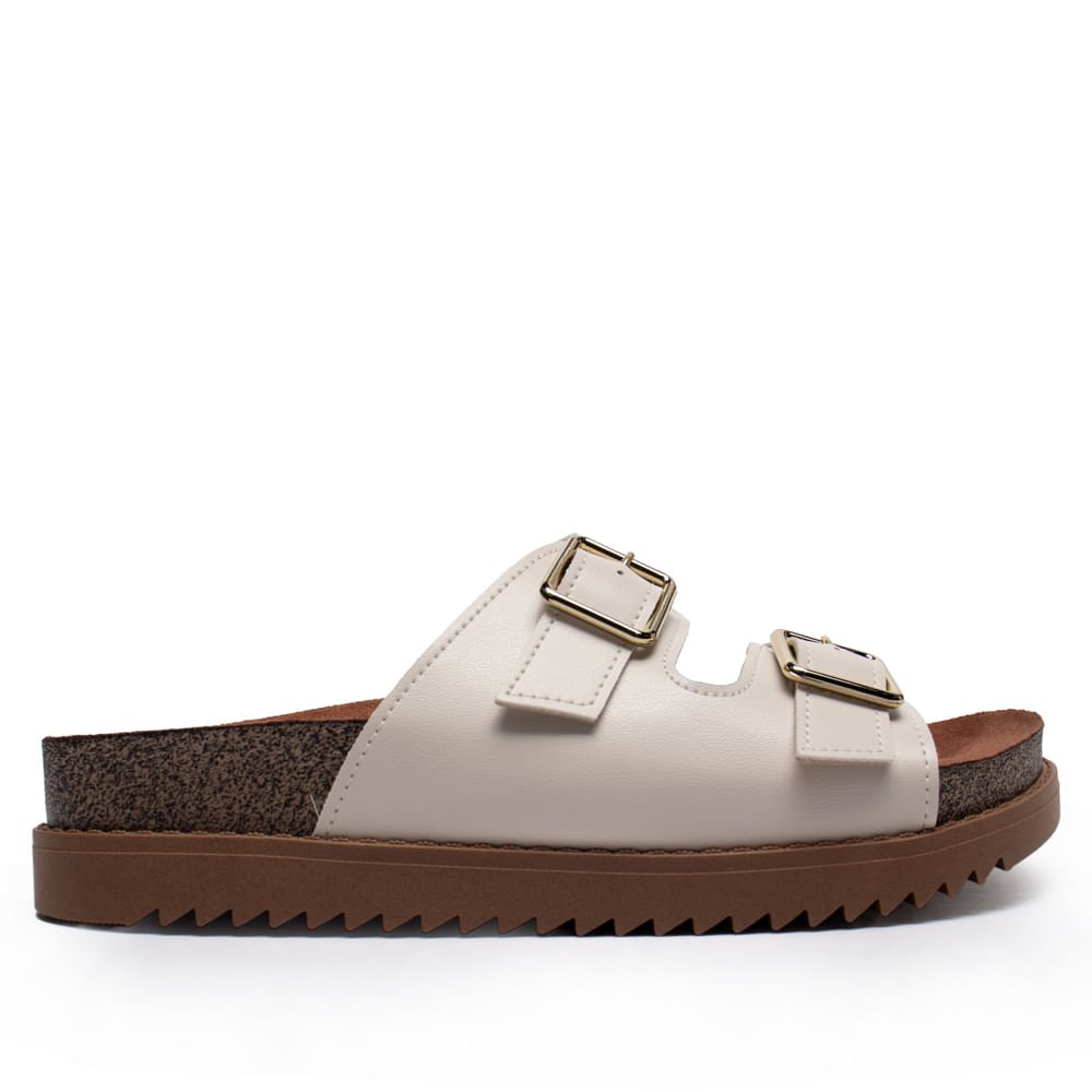 Chinelo Feminino Moleca Napa Fivelas Off White Branco 1