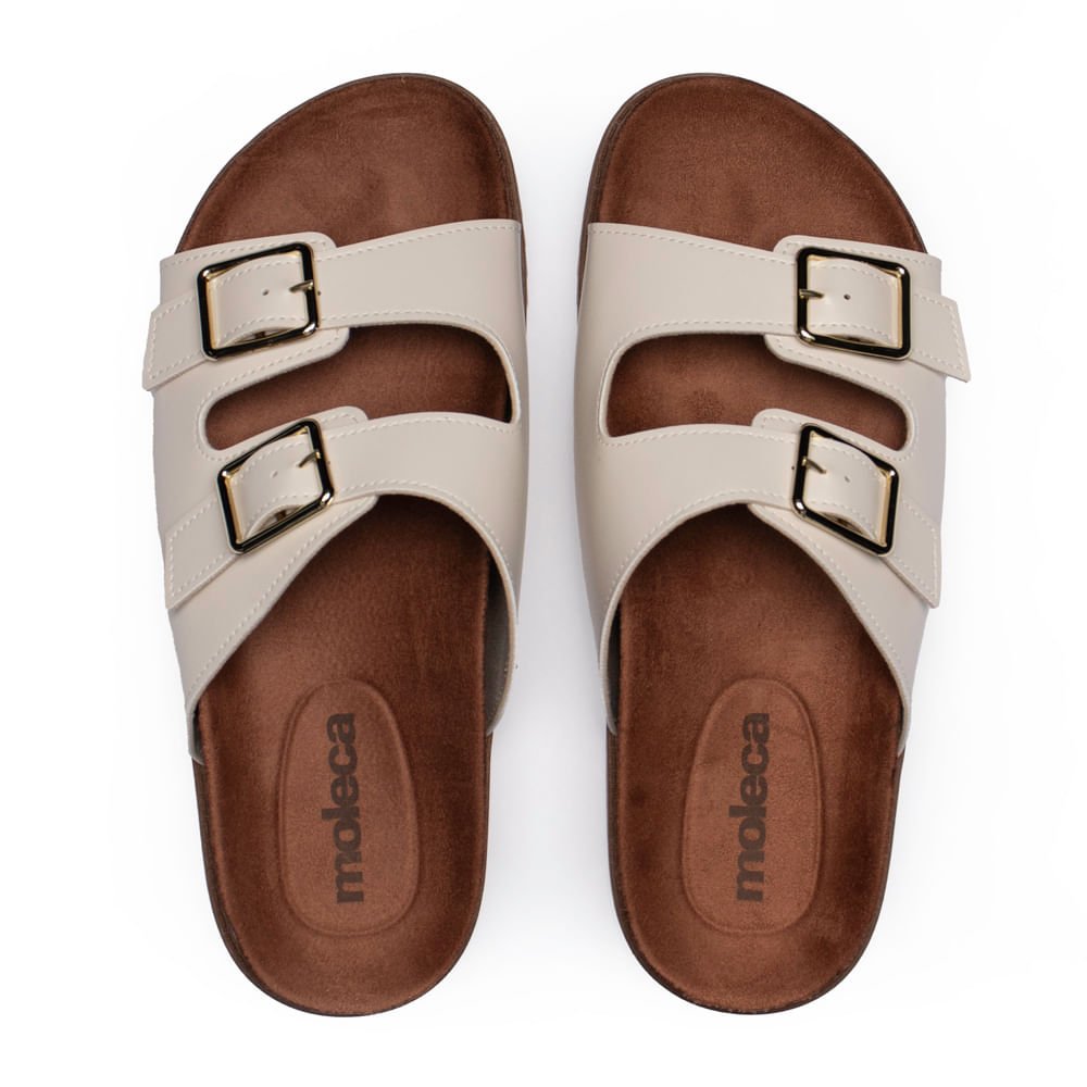 Chinelo Feminino Moleca Napa Fivelas Off White Branco 4