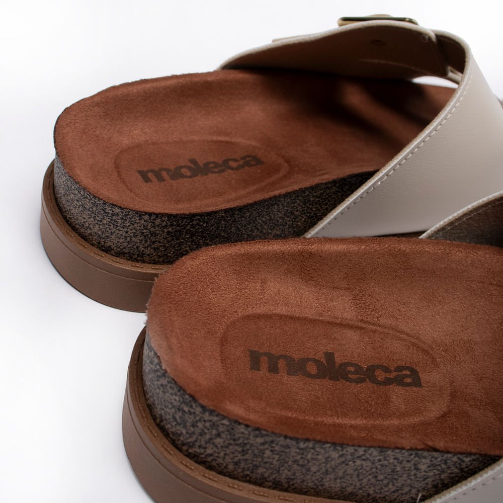 Chinelo Feminino Moleca Napa Fivelas Off White Branco 5