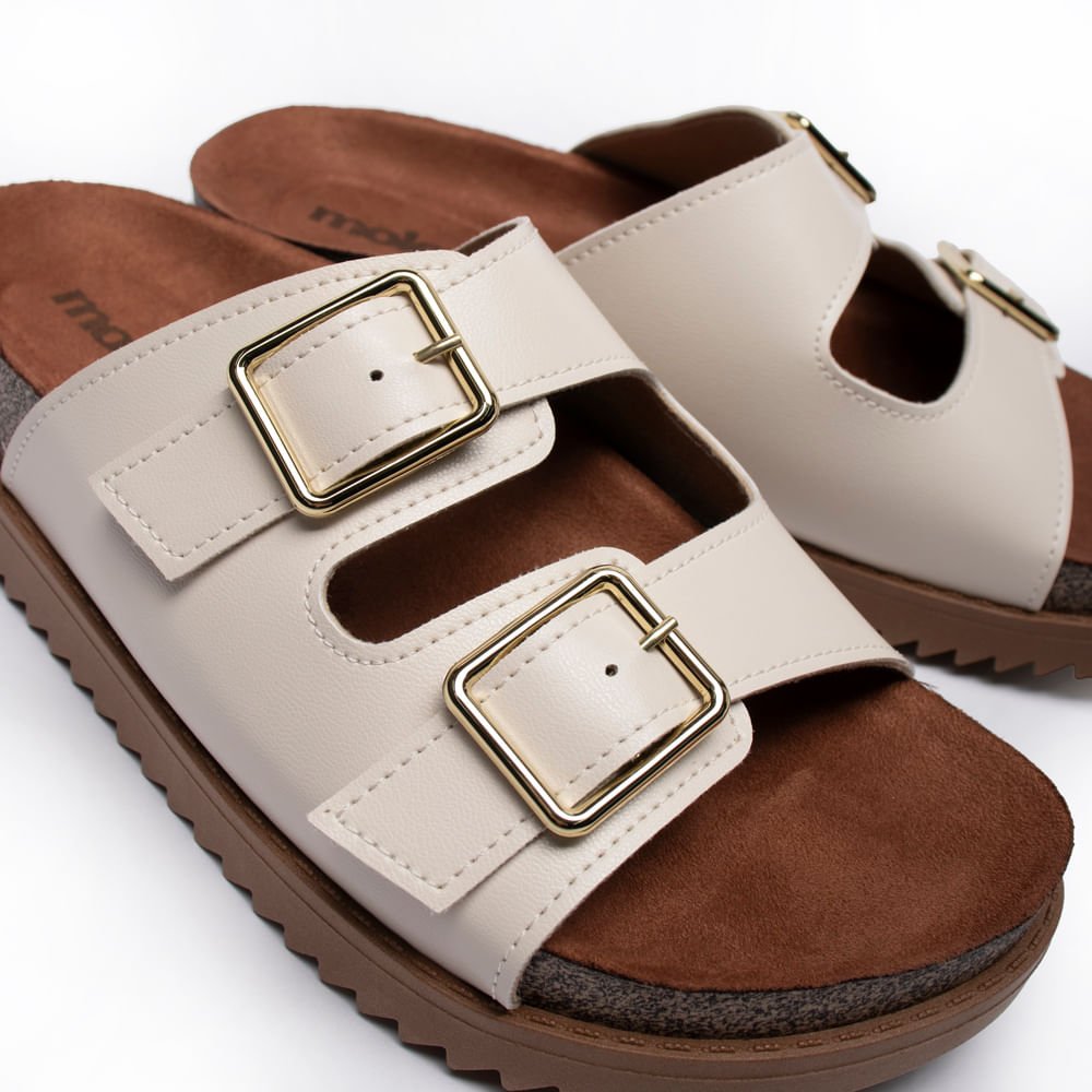 Chinelo Feminino Moleca Napa Fivelas Off White Branco 6