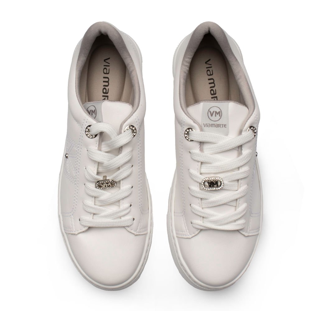 Tênis Feminino Via Marte com Pingentes Strass Branco Branco 4