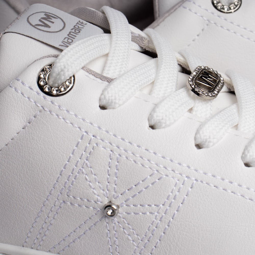 Tênis Feminino Via Marte com Pingentes Strass Branco Branco 6