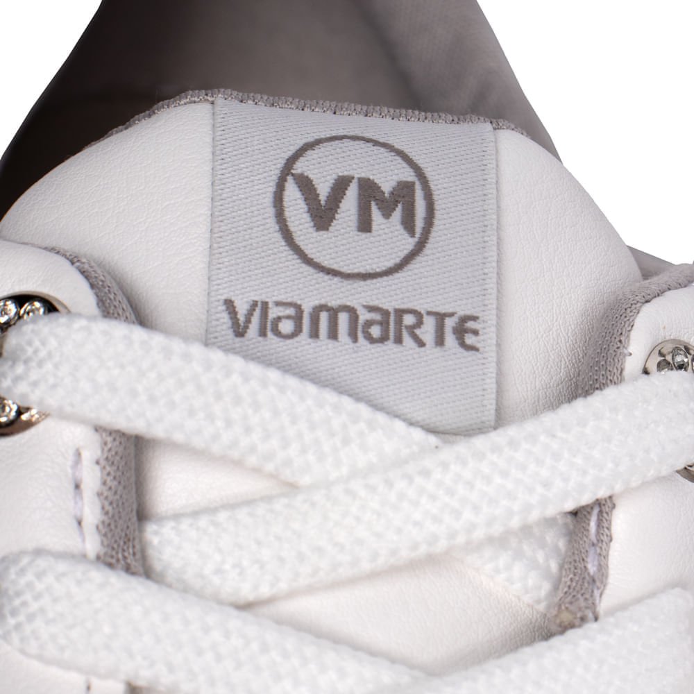 Tênis Feminino Via Marte com Pingentes Strass Branco Branco 7