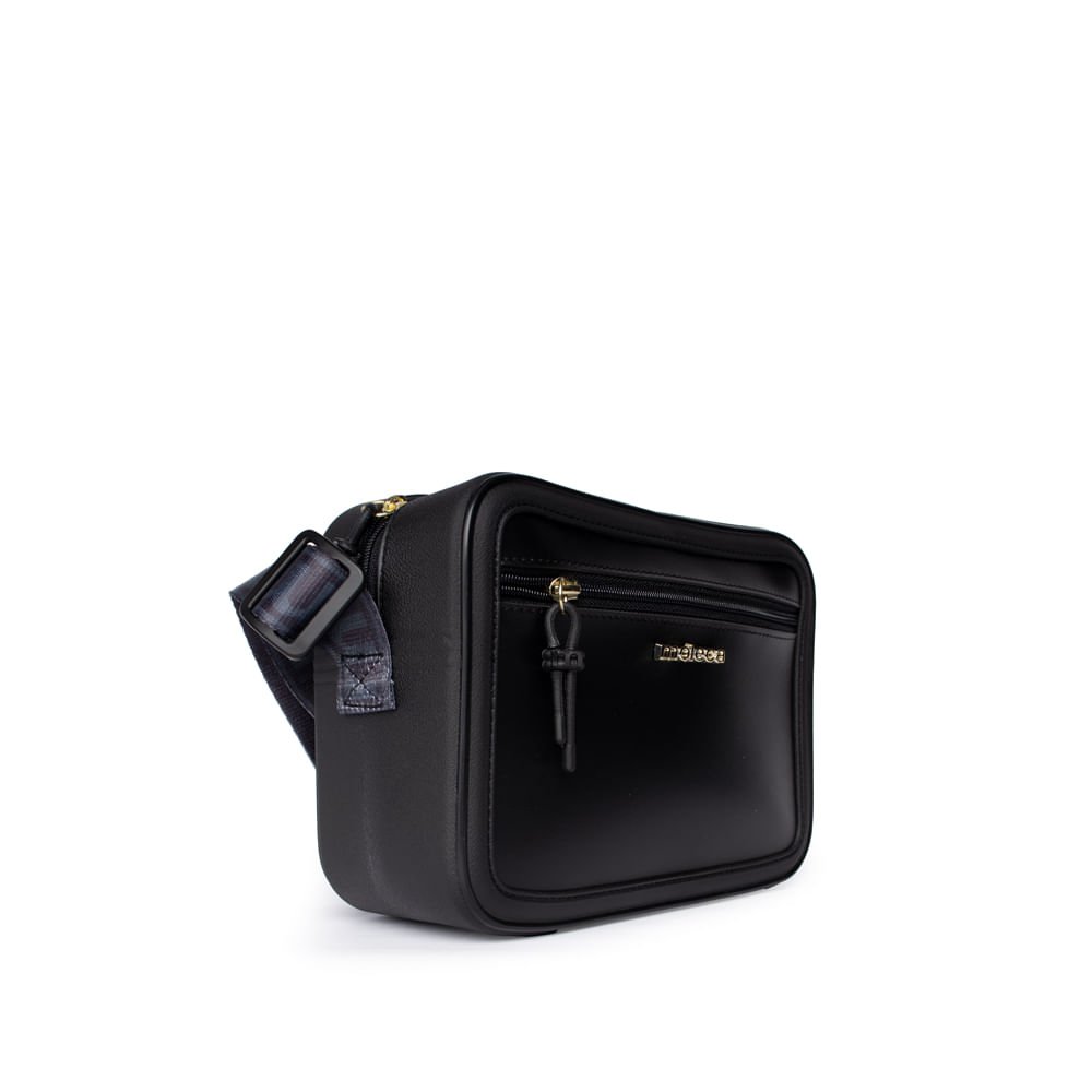 Bolsa Feminina Moleca Transversal Pequena com Bolso Preta Preto 3